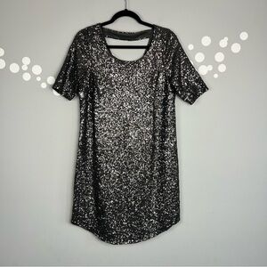 Torrid Sequin Shift Silver Gray Cutout Back Dress